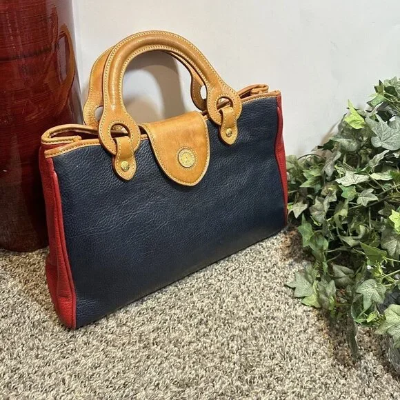 La Tour Eiffel 1887 Leather Color block Satchel Handbag red blue green brown - Picture 8 of 13